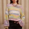 MISS SIXTY Sweaters | Colourful Gradient Retro Lantern Shape Sleeves Loose Knitted Sweater Multicolour