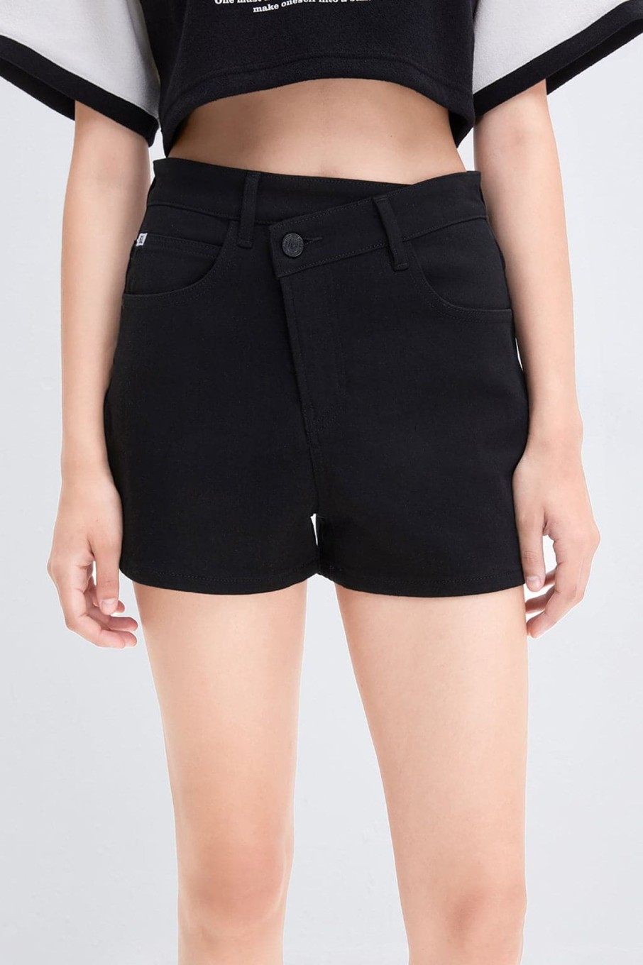 MISS SIXTY Shorts | Slant Placket Denim Shorts Black