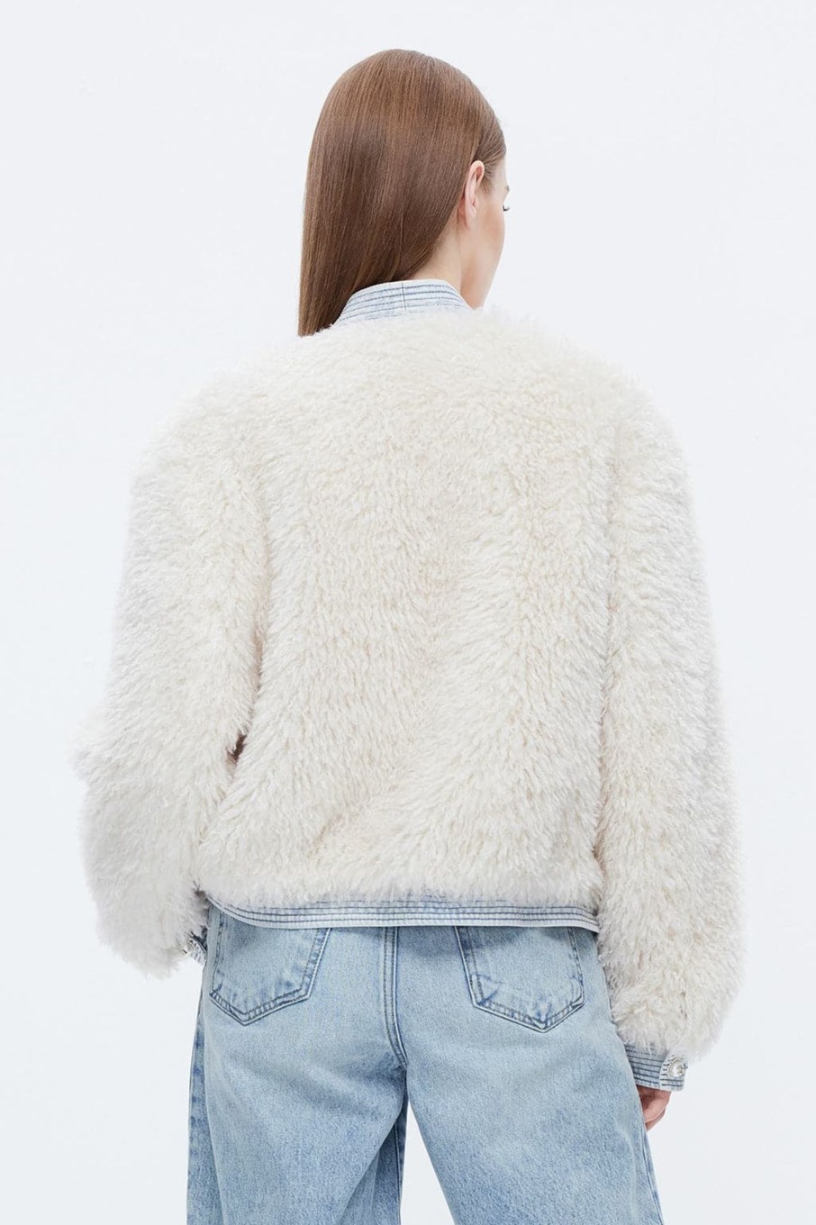 MISS SIXTY Jackets & Outerwears | Stylish Splicing Fur Jacket Off White