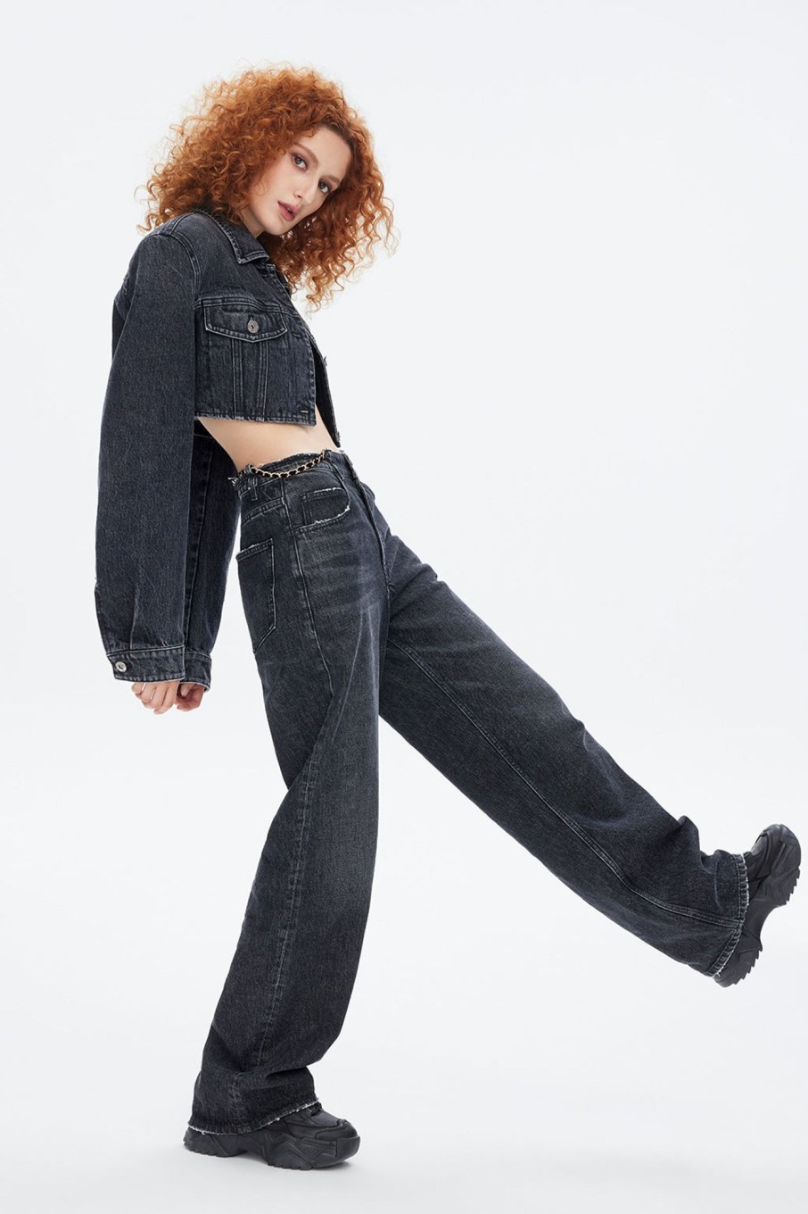 MISS SIXTY Straight | Vintage Black And Gray Wide Leg Jeans Black Fog