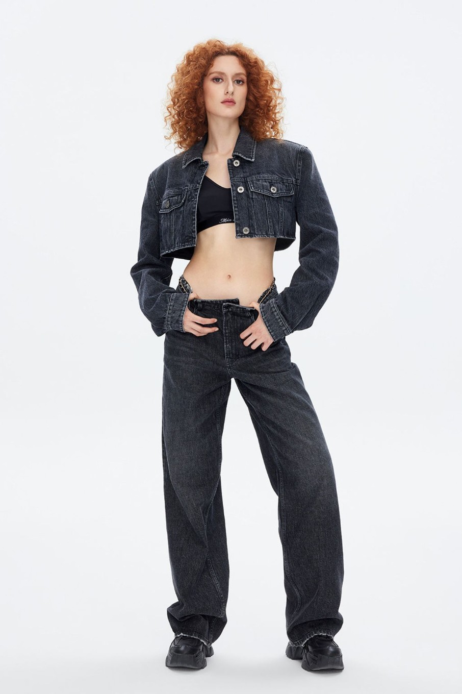 MISS SIXTY Straight | Vintage Black And Gray Wide Leg Jeans Black Fog