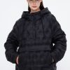 MISS SIXTY Jackets & Outerwears | Embossed Textured Hooded Thermal Down Jacket Black