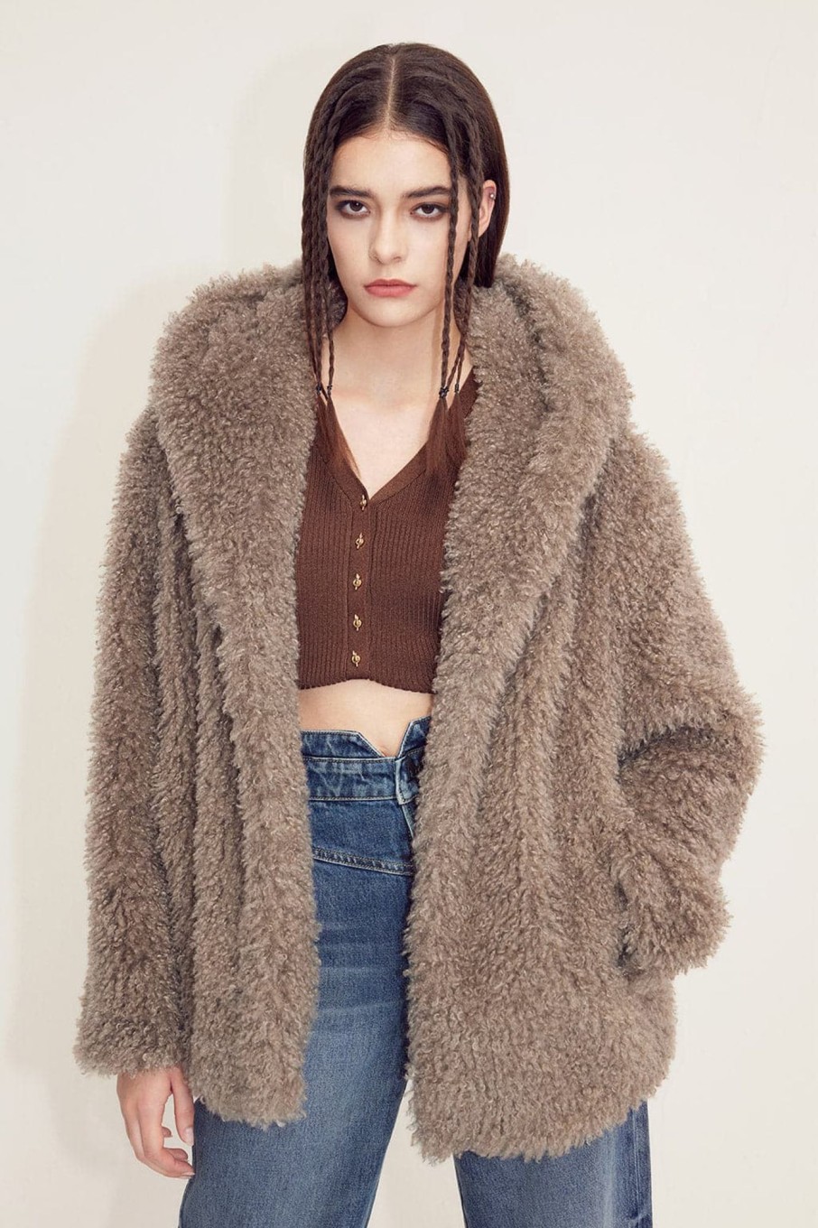 MISS SIXTY Jackets & Outerwears | Stylish Hooded Faux Fur Jacket