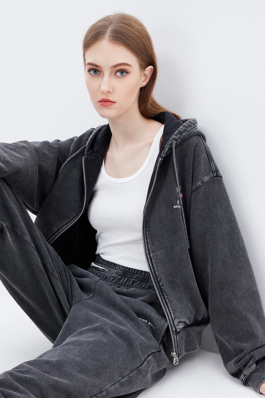 MISS SIXTY Jackets & Outerwears | Nft Capsule Black And Gray Casual Hooded Jacket Black Fog