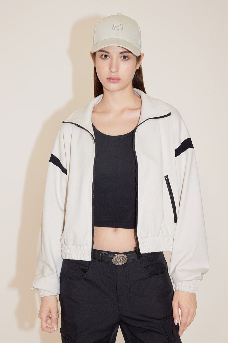 MISS SIXTY Jackets & Outerwears | Stand Collar Zipper Retro Sporty Jacket