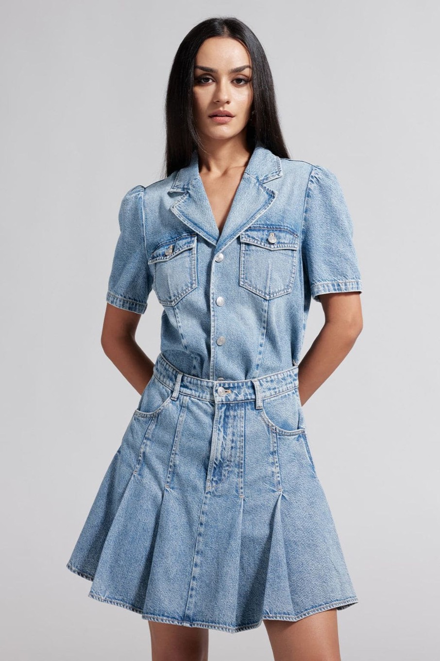 MISS SIXTY Dresses | Denim Pleated Dress Middle Blue