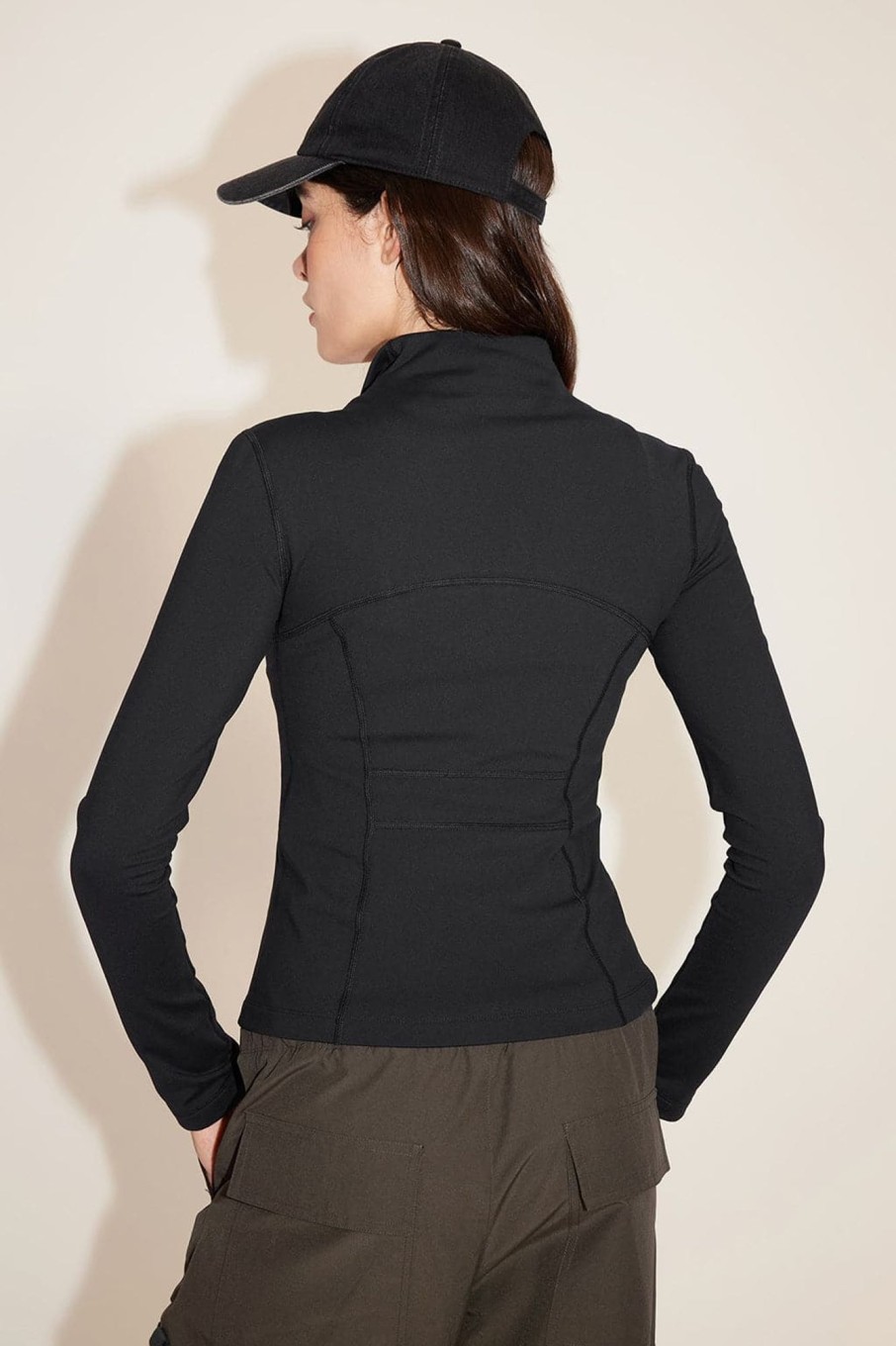 MISS SIXTY Jackets & Outerwears | High-Neck Elastic Slim Fit Yoga Jacket Black