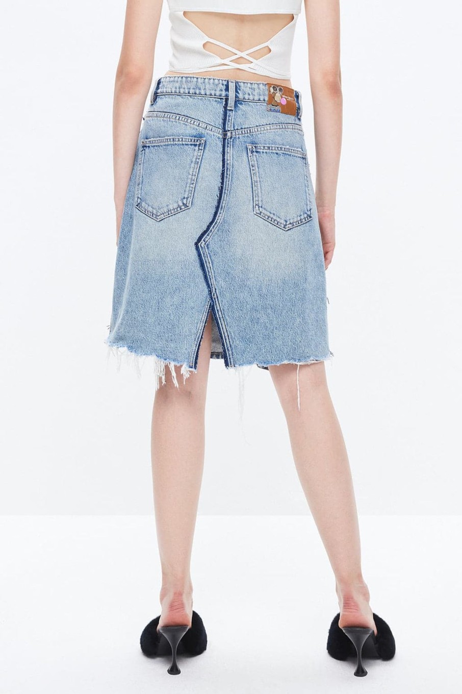 MISS SIXTY Skirts | Nft Capsule Asymmetrical Slit Cotton Denim Skirt Light Blue