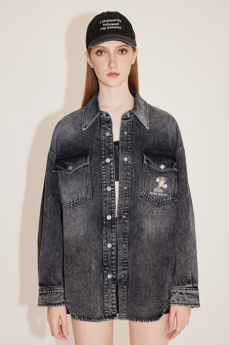 MISS SIXTY Tops | Nft Capsule Vintage Loose Fir Denim Shirt Black Fog