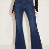 MISS SIXTY Flare | Dark Blue V-Shape High-Waisted Cashmere Blend Denim Flared Jeans Deep Blue