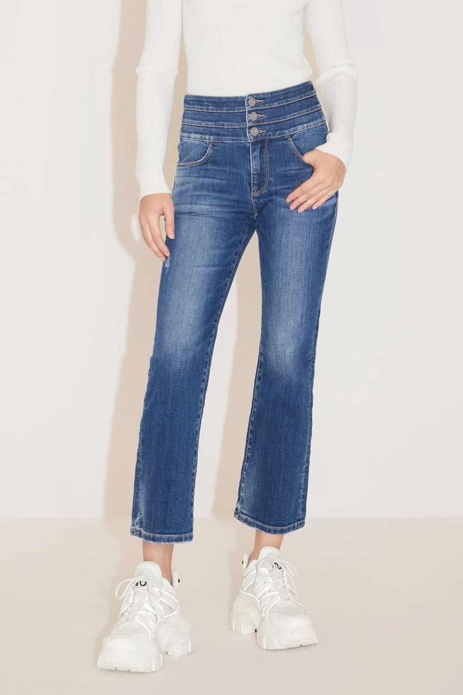 MISS SIXTY Flare | High Waist Ripped Flared Jeans Dark Blue