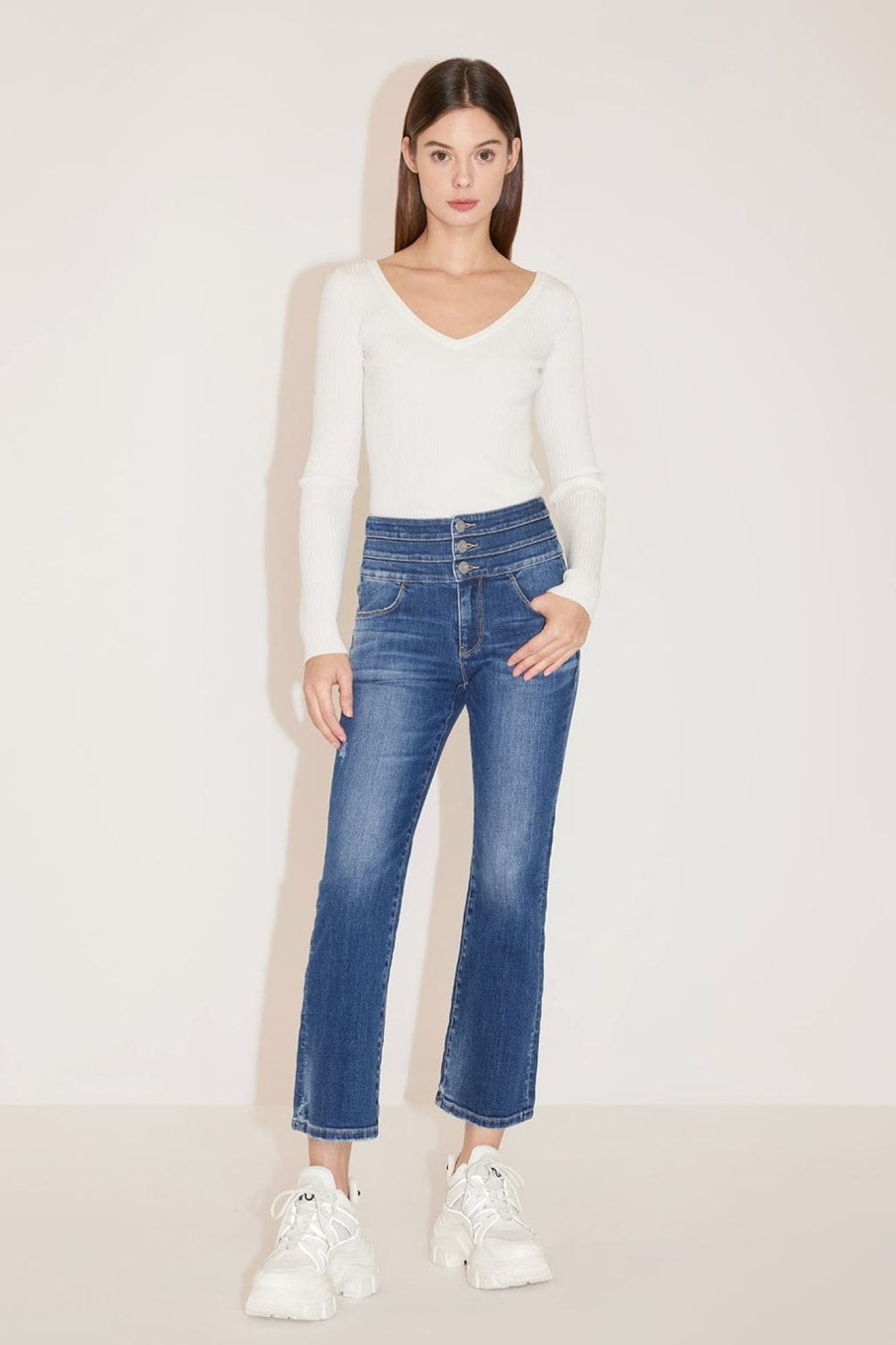 MISS SIXTY Flare | High Waist Ripped Flared Jeans Dark Blue