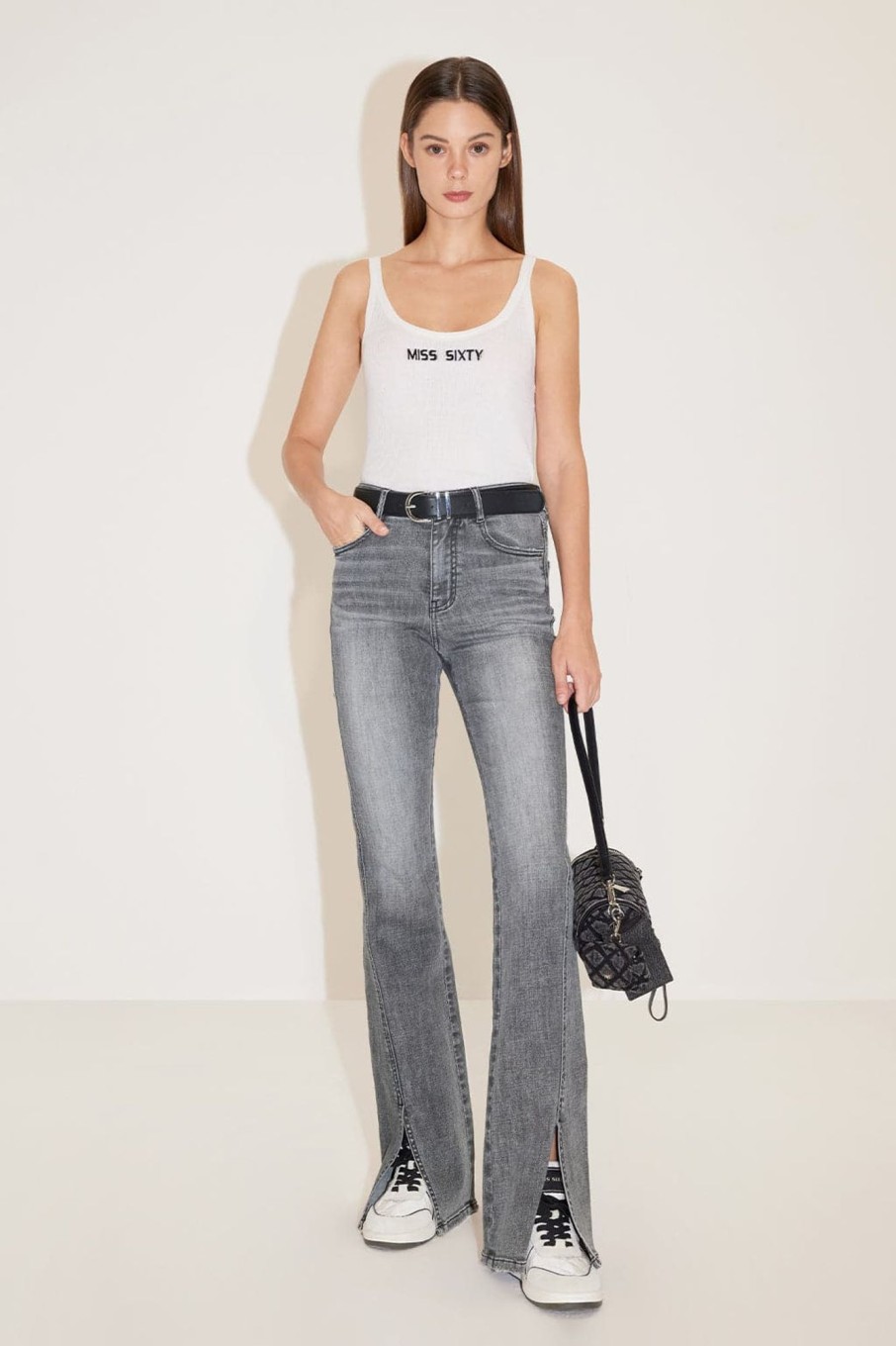 MISS SIXTY Flare | Bootcut Jeans With Front Slit Black Fog