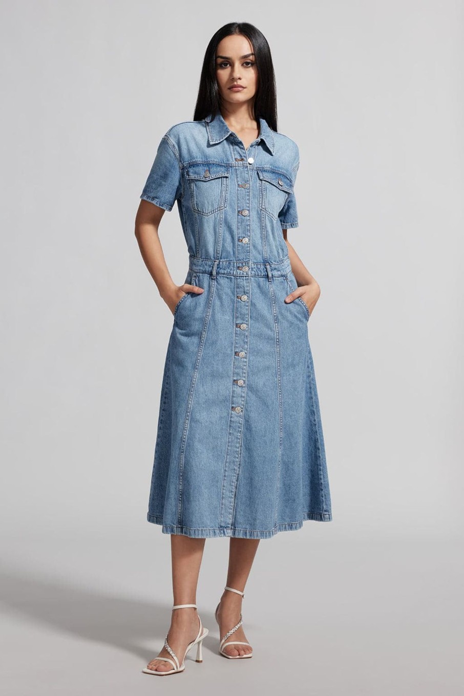 MISS SIXTY Dresses | Single Breasted Denim Dress Dark Blue