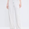 MISS SIXTY Straight | Baggy Linen Cotton Vintage Fringes Trim Straight Jeans Light Bleach Blue