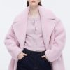 MISS SIXTY Jackets & Outerwears | Elegant Light Pink Mid-Length Thickened Wool Shearling Coat Baby Pink