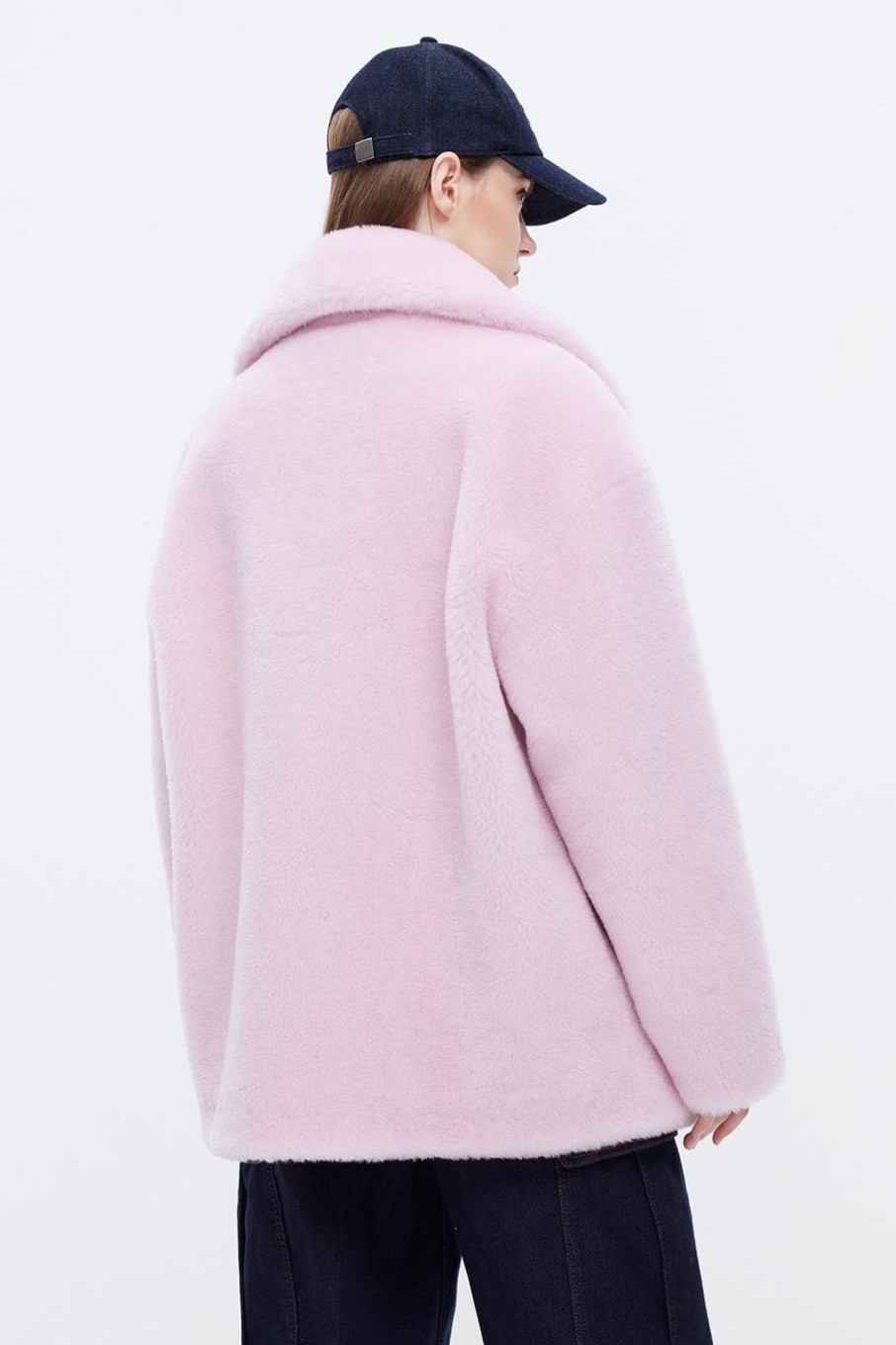 MISS SIXTY Jackets & Outerwears | Elegant Light Pink Mid-Length Thickened Wool Shearling Coat Baby Pink