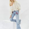 MISS SIXTY Flare | Slim Fit Flared Cotton Jeans With Delicate Beaded Light Blue