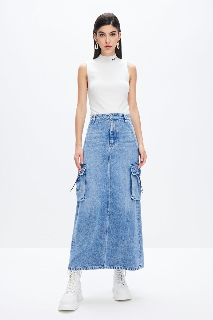 MISS SIXTY Skirts | Retro Sexy Cargo Denim Skirt Middle Blue