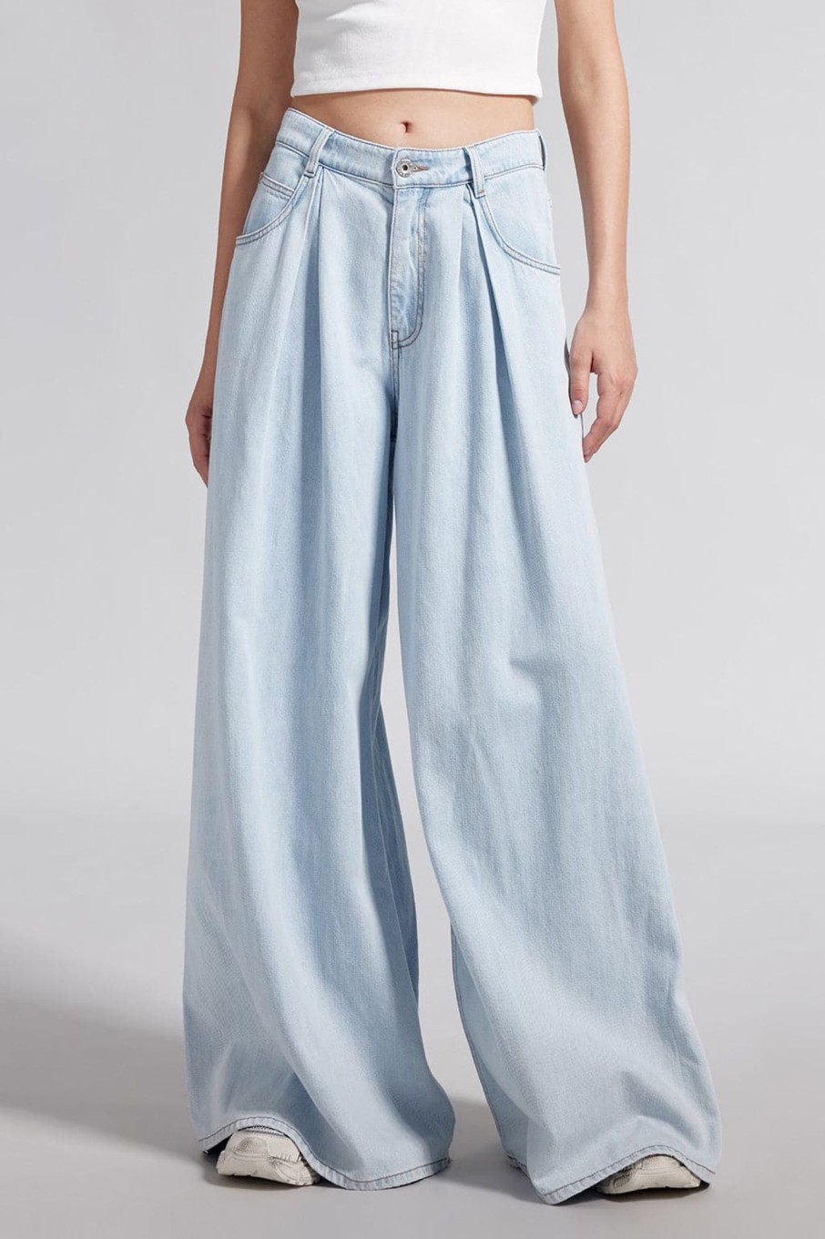 MISS SIXTY Wide Leg | Baby Blue Baggy Trouser With Tencel Light Blue