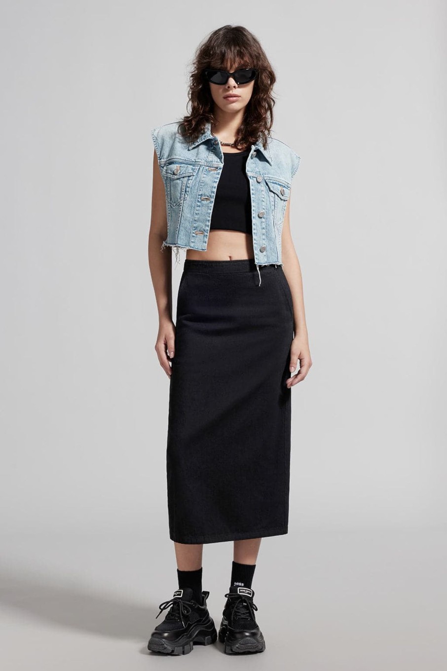 MISS SIXTY Skirts | Slit Straight Denim Skirt Black