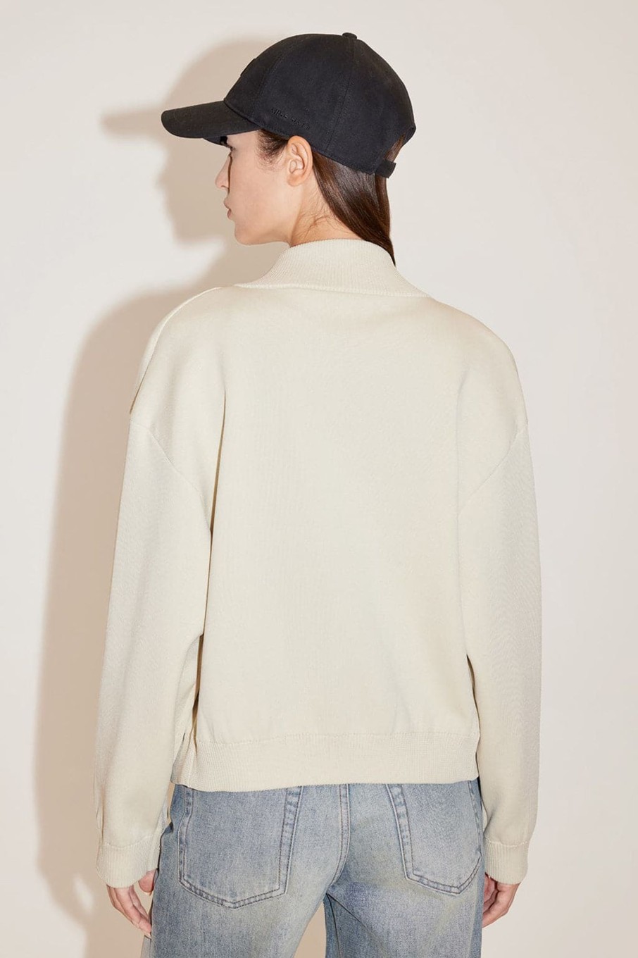 MISS SIXTY Sweaters | Stand Collar Colour Blocks Design Sporty Jacket Off White