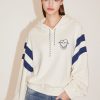 MISS SIXTY Tops | Sporty Colour Block Hooded Sweatshirt Off White