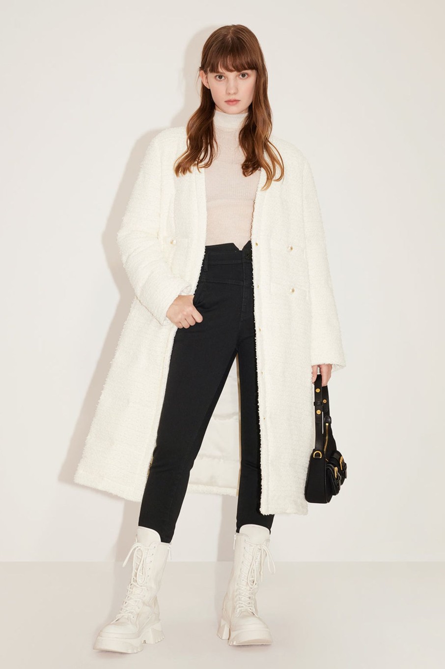 MISS SIXTY Jackets & Outerwears | Beige Stylish Long Down Jacket Off White