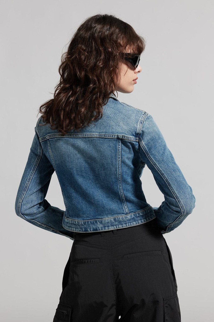 MISS SIXTY Jackets & Outerwears | Stylish Gray Blue Cropped Denim Jacket Grey Blue