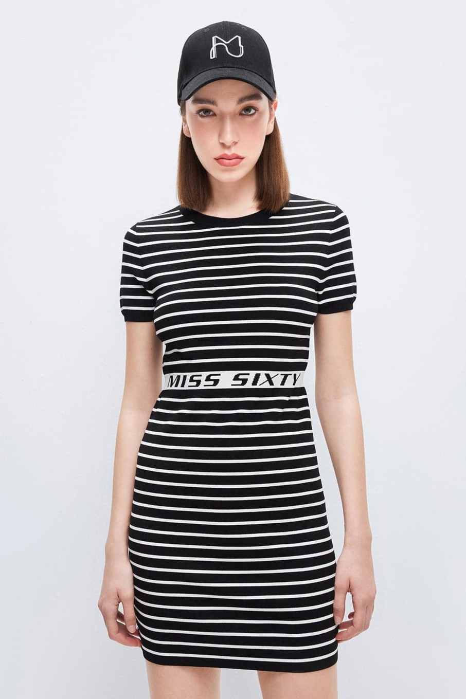 MISS SIXTY Dresses | Striped Stretchy Dress Black/White