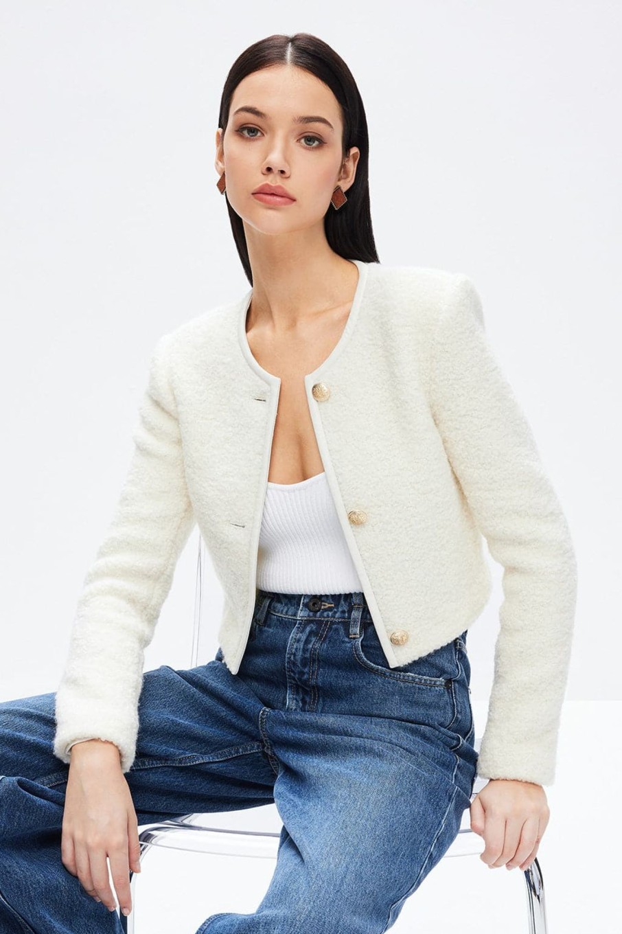 MISS SIXTY Jackets & Outerwears | Elegance Wool Blend Short Jacket White