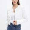 MISS SIXTY Jackets & Outerwears | Delicate Beaded Butterfly Jacket With Shoulder Pad White