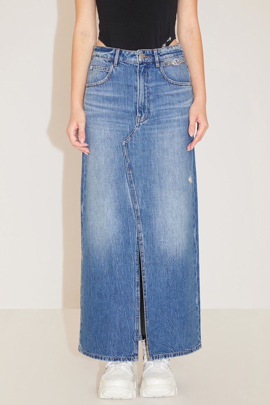 MISS SIXTY Skirts | Vintage Denim Slited Maxi Skirt Middle Blue