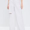 MISS SIXTY Wide Leg | Baggy Ripped Jeans With Linen Blend White