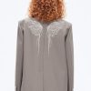 MISS SIXTY Fall-Winter | Angel Collection Embroidered Loose Fit Long Blazer Dark Grey