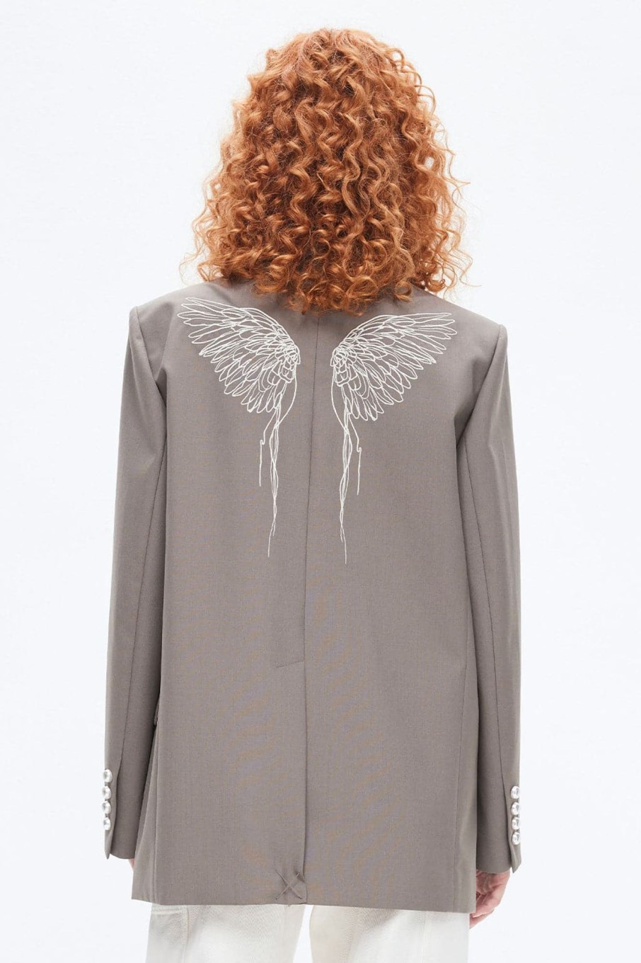 MISS SIXTY Fall-Winter | Angel Collection Embroidered Loose Fit Long Blazer Dark Grey