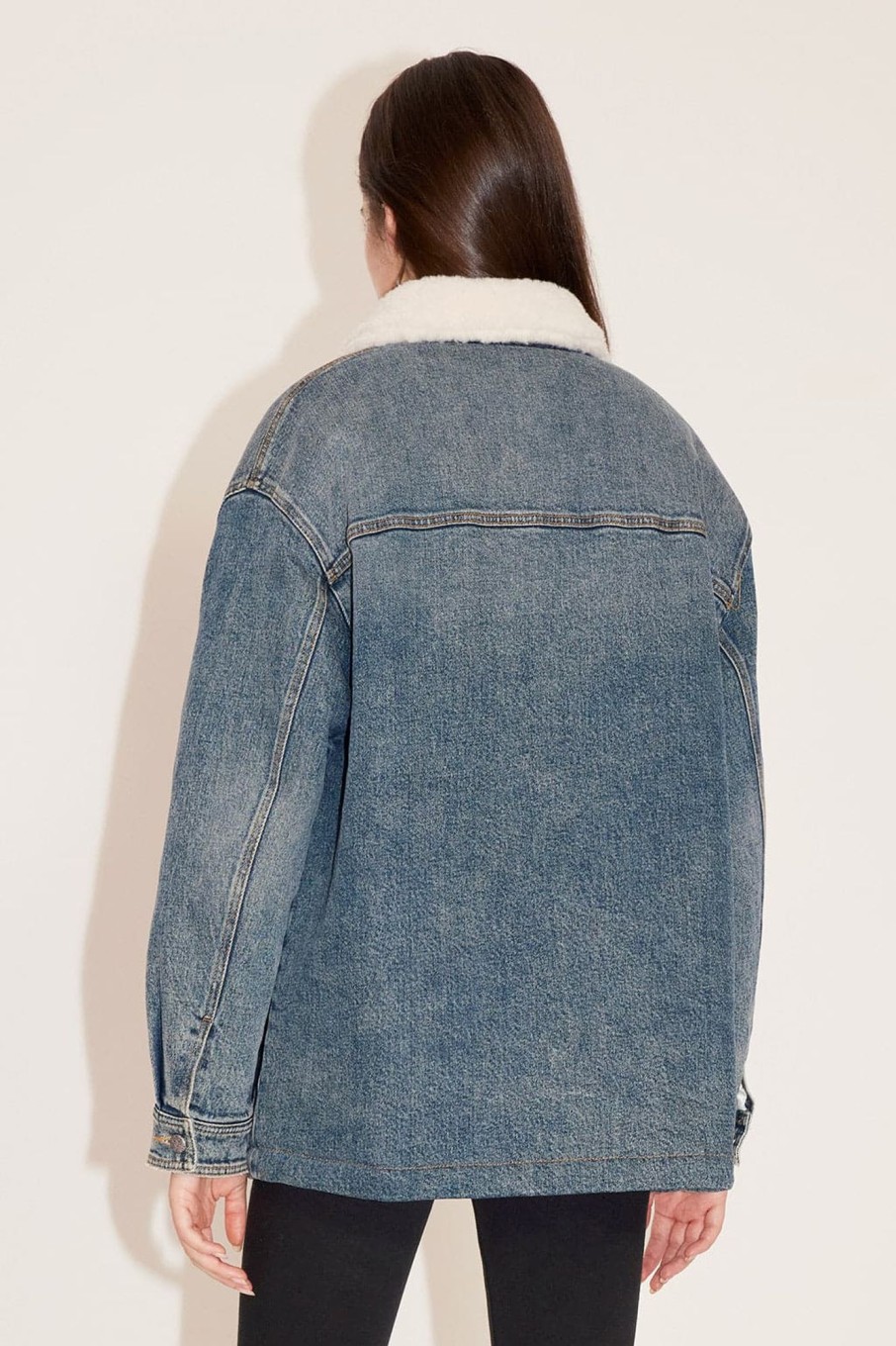 MISS SIXTY Jackets & Outerwears | Vintage Cargo Style Thick Casual Loose-Fit Denim Jacket Middle Blue