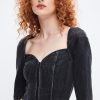 MISS SIXTY Tops | Vintage Sexy Cropped Denim Shirt Black Fog