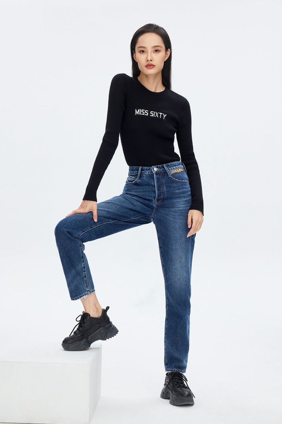 MISS SIXTY Straight | Vintage Navy Blue Cashmere Blend Straight Jeans Deep Blue