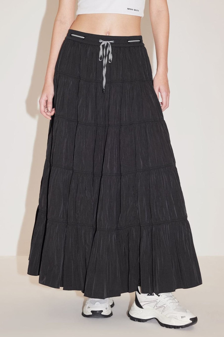 MISS SIXTY Skirts | Elastic Waist Paneled Skirt Black