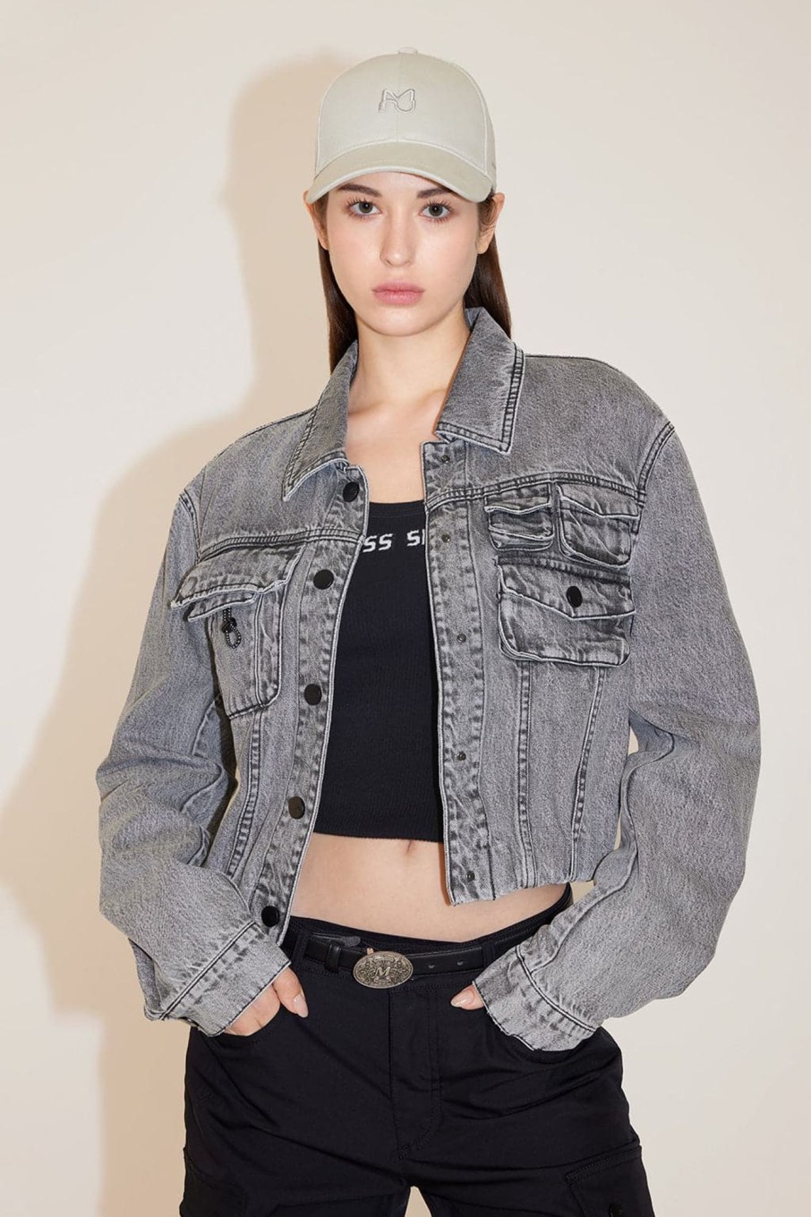 MISS SIXTY Jackets & Outerwears | Vintage Cargo Denim Jacket Black Fog