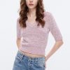 MISS SIXTY Sweaters | Nft Capsule Elegance V-Neck Cropped Fancy Wool Knitwear Rose