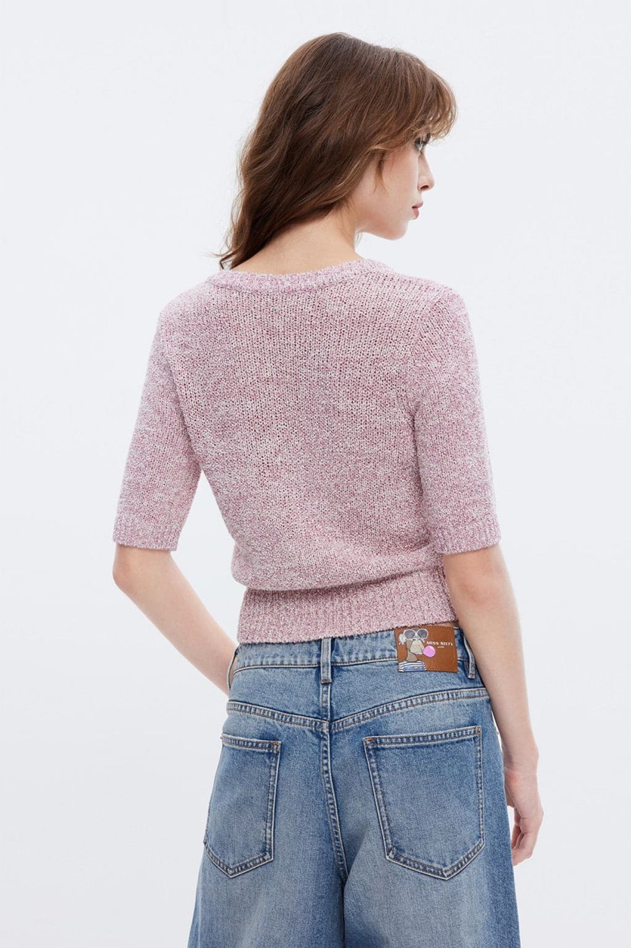 MISS SIXTY Sweaters | Nft Capsule Elegance V-Neck Cropped Fancy Wool Knitwear Rose