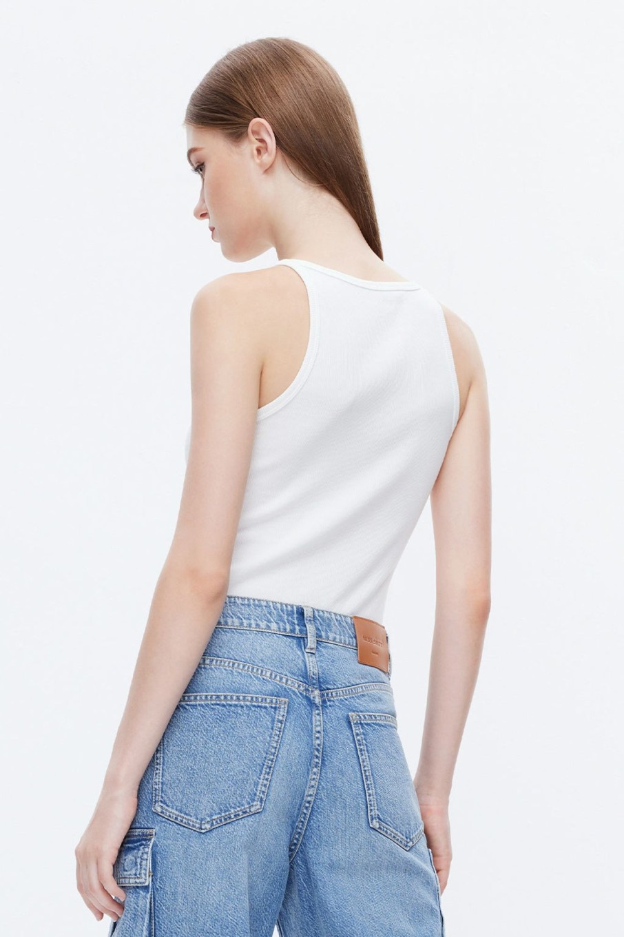 MISS SIXTY Tops | Sleeveless Cotton Stretch Skinny Crew Neck T-Shirt