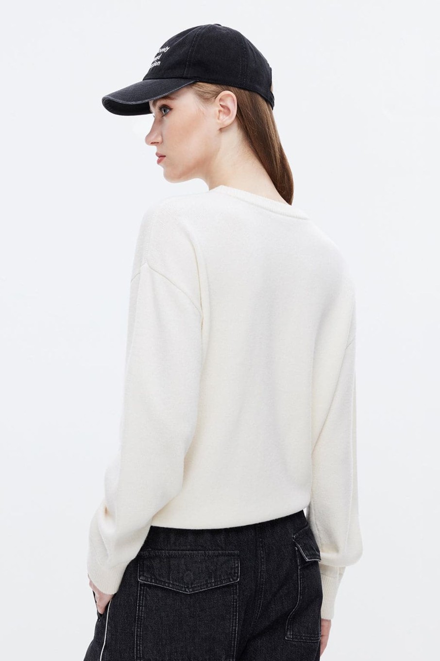 MISS SIXTY Sweaters | Crew Neck Alphabet Print Wool Knit Wear White