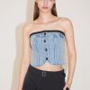 MISS SIXTY Tops | Sexy Denim Top With Splicing Design Middle Blue