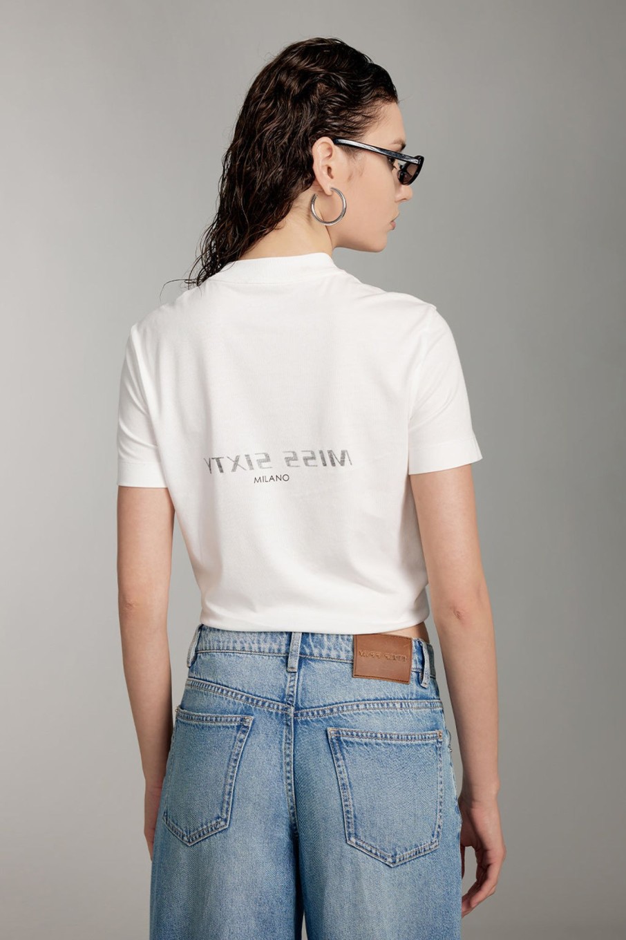 MISS SIXTY Tops | Mock Turtleneck Embroidered T-Shirt