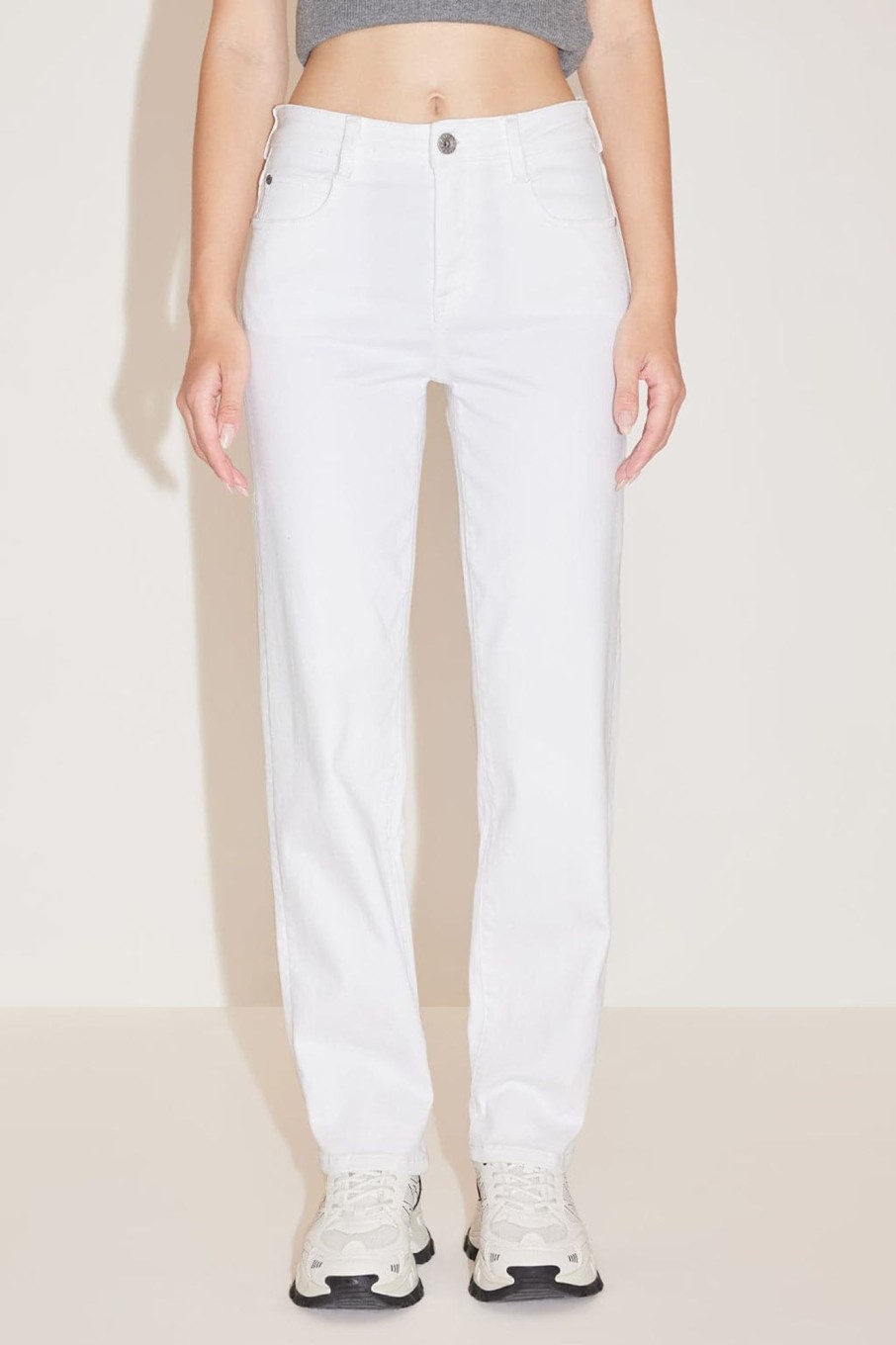 MISS SIXTY Straight | Straight Fit Stretch Cropped Jeans In White