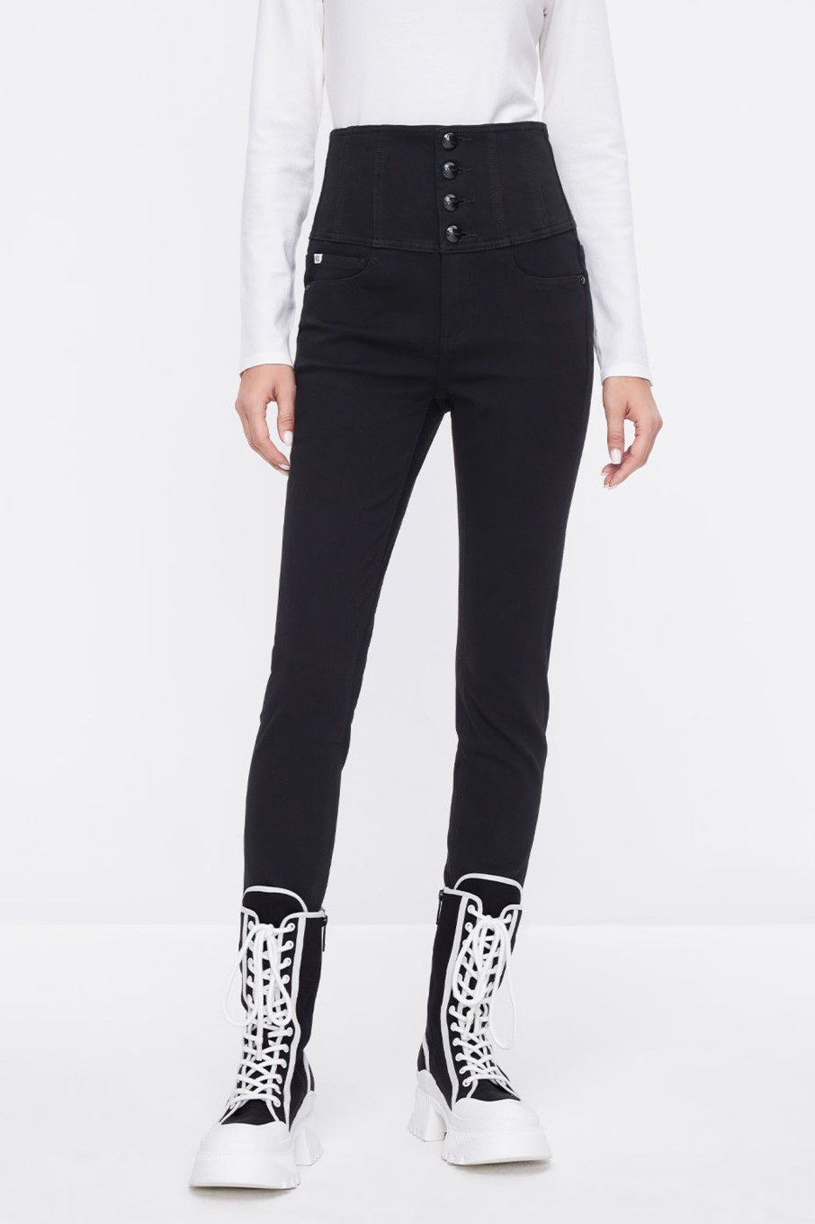 MISS SIXTY High Waist | Stretchy High Waist Skinny Jeans With Four Buttons Black