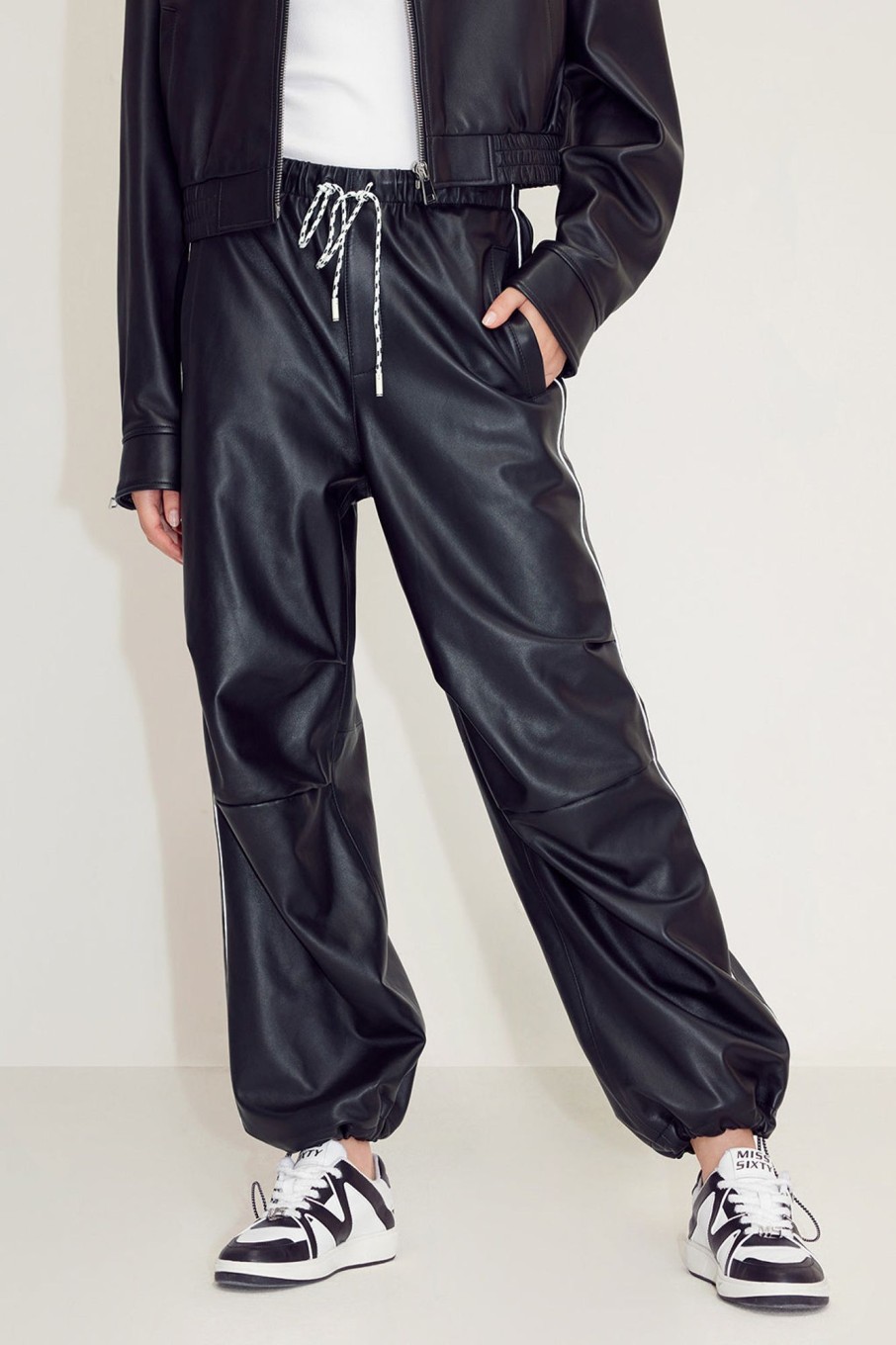 MISS SIXTY Pants & Jumpsuits | Sporty Style Leather Pant Black